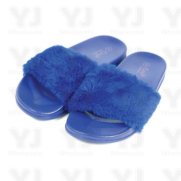 Furry Faux Fur Fuzzy Slippers Cute Fluffy Sandals, Pink, 24 Pairs